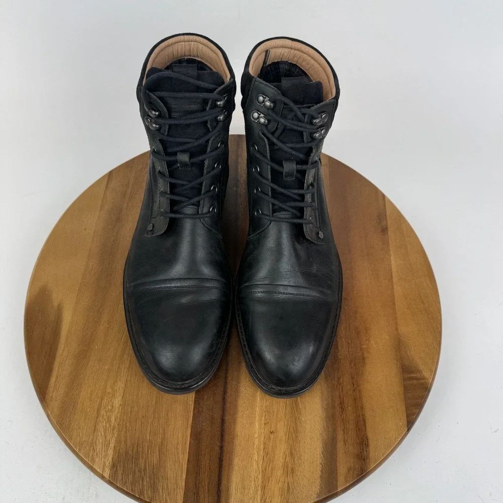 Mens‎ Rodd & Dunn Dunedin Military Black Leather Cap Toe Combat Boots Size 13 M